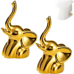 2 Pack Porcelain Toilet Bolt Caps,Toilet Bolt Covers Decorative,Elegant Elephant Design Toilet Bolt Caps Decorative for Bathroom Accessories