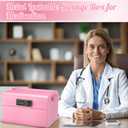 Honeydak Locked Medicine Box for Medication Safe Lockable Metal Storage Box Fridge Snacks Food Phone Container with Combination Code for Personal Private Items Home Dorms Office Organization(Pink)