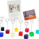 10 pcs Paper Clip Hoder for Desk, Table Number Card Hoders Polaroid Photo Clip Stand for Postcard Picture Memo Menu Monmory Photo Christmas Wedding Number Card Display with Colorful Cube Base
