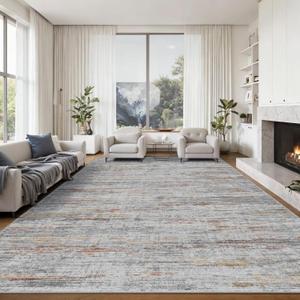 8x10 Area Rugs for Living Room,Modern Abstract Non-Slip Backing Washable Rugs,Soft Thin Large Area RugStain Resistant Carpets for Bedroom Dining Room Home Decor