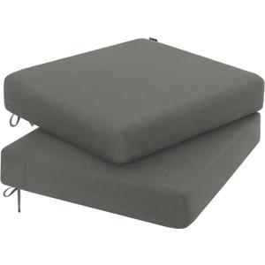 Favoyard Outdoor Chair Cushion 22 x 22 x 3 Inch Rainproof & 3-Year Fade Resistant Patio Furniture Cushions with Removable Cover and Adjustable Ties for Garden Sofa Couch Pads Set of 2, Dark Gray
