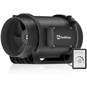 Hon&Guan Inline Duct Fan 469 CFM, 6 inch inline fan with Variable Speed Controller EC Motor, 6 inch Duct Fan for Heating Cooling Booster, Grow Tents, Hydroponics.