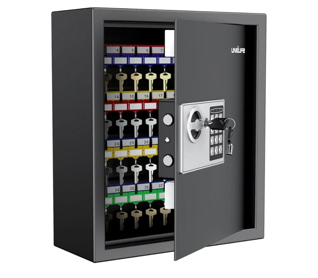 Uniclife 70 Position Key Cabinet with Combination & Key Lock Wall Mounted Security Keys Safe Key Organizer Resettable Black Digital with Keypad Lock Adjustable Racks Colorful Key Tags & Permanent Pen Uniclife 70 Position Key Cabinet with Combination & Key Lock Wall Mounted Security Keys Safe Key Organizer Resettable Black Digital with Keypad Lock Adjustable Racks Colorful Key Tags & Permanent Pen