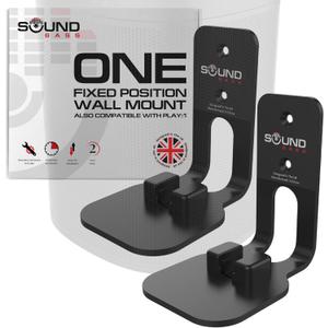 Sound Bass ONE, ONE Gen 2, ONE SL & Play:1 Wall Mount Bracket, Twin Pack [2pcs], Black, Compatible with Sonos ONE, ONE Gen 2, ONE SL & PLAY1 Speaker