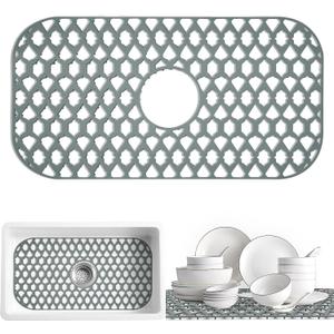SAMSIER Silicone Sink Protectors Mats (13x11 & 14x12 & 16x12 & 18x16 & 19x14 & 21x16 & 22x13 & 25x16 & 26x14 & 28x14 & 30x16) for Bottom of Kitchen Sink (24”x13”, Center Drain)