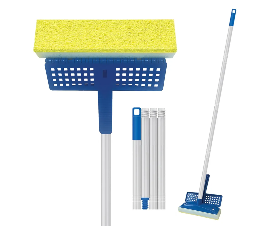 Squeeze Sponge Mop w/Poly Foam & a Natural Cellulose Layer, Absorbs and Wicks Moisture, Hard Surface Cleaner, Refillable, 9” Wide Head