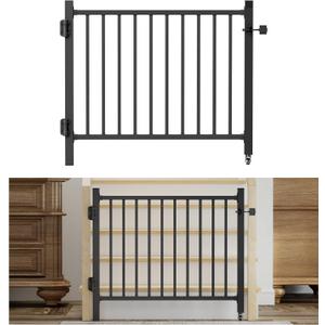 36"x 45" Adjustable Aluminum Deck Gate, Outdoor Gate with Wheel Auto Closing Hinges Rustproof Design for Deck Railing Patios, Porch, Garden