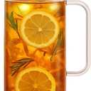 Glass Water Pitcher with Lid and Spout, 2L/68 Ounces Heat Resistant Borosilicate Glass Carafe, Temperature Safe