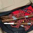 Great Scottish Highland Bagpipes Full Silver Mount Natural & Black Finish With Bag (Royal Stewart Natural Finish) (Royal Stewart Natural Finish)