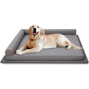 Dog Beds Large Size Dog, Waterproof Dog Bed with Anti-Slip Mat Washable, Memory Foam Orthopedic Pet Bed Chew Proof Pet Couch (Grey)
