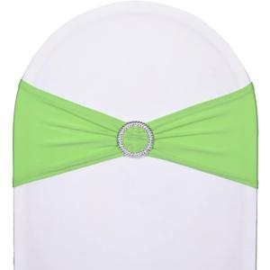 SweetEasy 50pcs Lime Green Spandex Chair Sashes for Wedding Party Banquet Decoration Elastic Chair Cover with Buckle Engagement Event Birthday Graduation Meeting Baby Shower