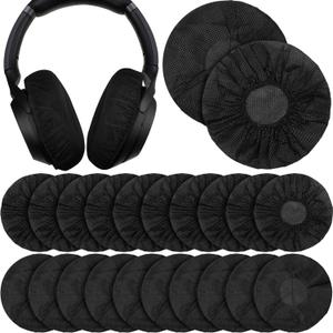 BBTO 100 Pieces Headphone Ear Covers Disposable Earphone Sanitary Non-Woven Stretch Earpad Covers Fit for Most on Ear Headphones(11 cm,Black)
