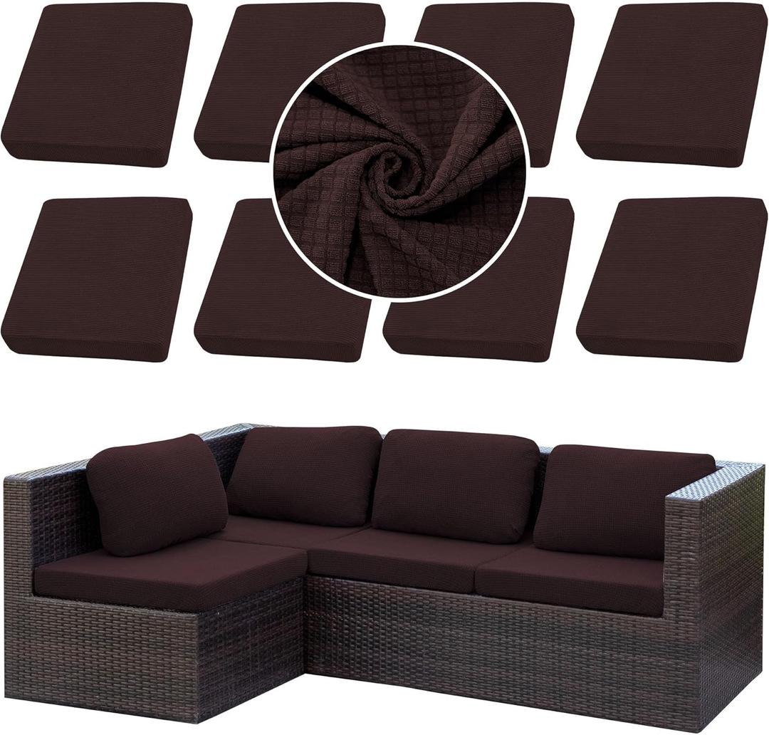 Outdoor Cushion Covers Set,8PCS Patio Furniture Couch Seat Slipcovers, Replacement for Sofa Sectional Chair(Cover，Only)