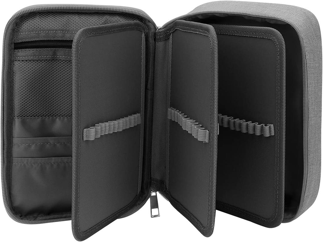 Large Capacity Pencil Case, 72 Slots Colored Pencil Pouch Bag Portable Pencil Holder Stationery Organizer with Compartments for Office and Travel, Grey