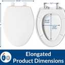 Bemis 7300SL Slow Close Toilet Seat, Hinges Never Loosen, Durable Plastic, Made in USA, Elongated, White