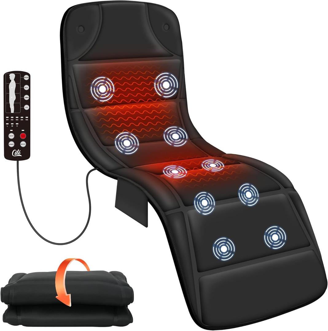 CILI Full Body Massage Mat with Heat, Vibration Back Massage Pad, Full Body Massager for Bed Chair Sofa, Massage Mattress Pad, Fathers Day Gift for Dad