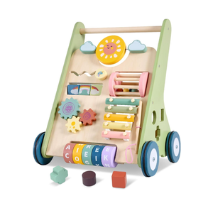 Baby Push Walker, Wooden Baby Walker with Wheels, Montessori Push Walker for Babies 10-12 Months, Adjustable Speed Push Walking Toys for Boys&Girls 1 Year Old, Christmas Birthday Gifts for Toddler, green