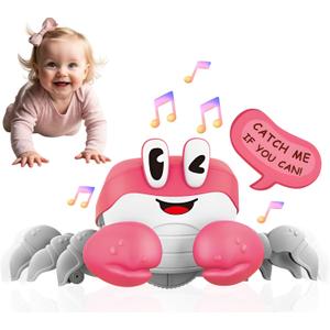 BEKILOLE Tummy Time Toys Baby Toys 6-12 Months | Musical Toddler Boys Girls Birthday Gift for Age 0+ Months | Battery NOT Included - Pink