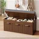 Size 42x17x7 in.Loomora; storage bench, walnut color,  36.9" W Shoe Bench with Storage, Lift Top Entryway Bench, Walnut 2-Tier Adjustable 