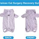 FEimaX Cat Recovery Suit for Spay Abdominal Wounds, Kitten Onesie Bodysuit with Zipper for Female and Male Cats After Surgery, Anti-Licking Pet Surgical Pajamas Long Sleeve Front Leg Prevent Shedding L