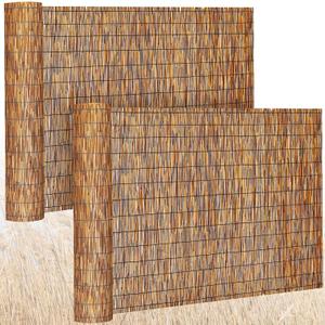 Barydat 2 Pcs 4 x 16.4 ft Reed Fence Roll, 85% Shade Bamboo Privacy Screen, Natural Decorative Reed Fencing for Outdoor Garden Backyard Patio Balcony