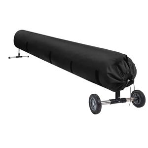 UCEDER Pool Solar Reel Cover with Adjustable Strap, 420D Waterproof Heavy Duty Solar Blanket Protective Cover for Above Ground and Inground Swimming Pool (Black, 20 Ft)