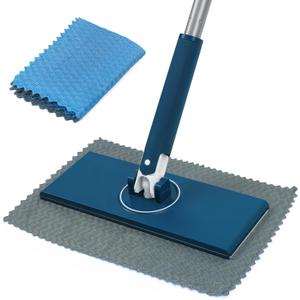 Mini Mop Cleaning Tool Flat Sweeper Mop with 2 Washable and Reusable Cloths, Dry and Wet Cleaning Mops for Hardwood Kitchen Bathroom Wall Window