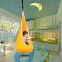 Kids Pod Swing Hanging Seat Child Hammock Chair Indoor and Outdoor Sensory Swings 100% Cotton Loading Capacity 170 lbs (Yellow)