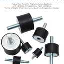 M10 Rubber Studs Shock Absorber Anti-Vibration Isolator Mounts, Rubber Cylindrical Vibration Isolation Mount for Air Compressors Garage Motor Diesel Engines with Non-Slip Nuts, 4 Pack Double Stud