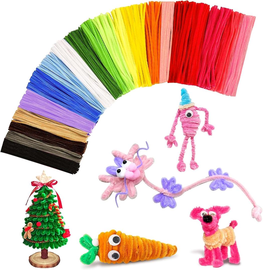 Pipe Cleaners Craft Supplies,Multi-Colored Chenille Stems for DIY Arts Crafts Project,Green Pipe Cleaners Bulk Easter Basket Stuffers,Fidget Toys for Ages 8-13,Teen Girl Gifts,Kids Crafts (30CM)