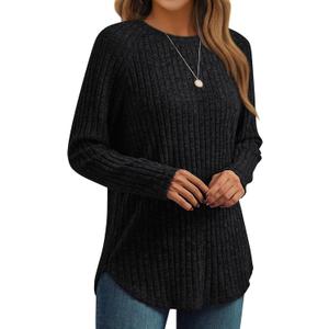 AUTOMET Womens Long Sleeve Shirts Fall Fashion Tops 2026 Blouses Dressy Sweaters Tunic Winter Clothes Casual Outfits (Black, S)
