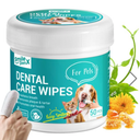 SmileDenX Teeth Cleaning Wipes for Dogs & Cats, Dog Finger Toothbrush Wipes, Dog Dental Care Finger Wipes, Dog Tooth Brushing Kit, Remove Plaque & Tartar Buildup, Fresh Breath (50 PCS, Unscented)