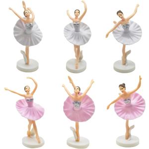6Pcs Ballerina Cake Topper Plastic Ballet Girl Figurine Realistic PVC Elegant Dancer Ornament for Birthday Party Home Shelf Table Car Decorations
