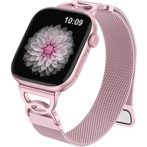 Adorve Slim Milanese loop Compatible with Apple Watch Bands 40mm 41mm 38mm 42mm 44mm 45mm 46mm 49mm Women, Thin Stainless Steel Mesh Loop Magnetic Wristbands for iWatch SE3 Series 11 10 9 8 7 6 5 4 3