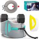 Airplane Sleeping Travel Pillow: 360 Chin & Neck Support with Flat Back for Side Sleepers on Long-haul Flights - Dual-Density Memory Foam (8lb Non-Collapsing) to Prevent Head Bobbing