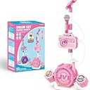 Kids Karaoke Microphone with Adjustable Stand â€“ Bluetooth Kids Karaoke Machine with Lights, Voice Changer, & Recording â€“Microphones for Singing, Christmas & Birthday Gifts for Girls -Pink