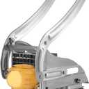 Stainless Steel Potato Slicer & French Fry Cutter - 2 Blades (1/2" & 1/3") for Homemade Fries, Non-Slip Suction Base, Easy Chip & Sweet Potato Maker (Silver)