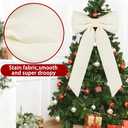 Celltestria Large Christmas Bow Ornament 15x30 Inch Velvet Giant Wreath Bows Xmas Tree Topper Ribbon Hanging Bows for Christmas Holiday Home Wall Outdoor Indoor Party Garland Decoration(Milk White)