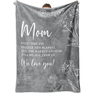 GiltGlimmer Gifts for Mom Mothers Day, Mom Birthday Gifts Blanket, Moms Gift for Women from Daughter Son, We Love You Present for Mother Mommy Christmas 60" x 50", Grey