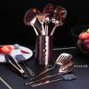 Copper Kitchen Utensils Set,13 Pieces Stainless Steel Cooking Utensils Set With Titanium Rose Gold Plating,Kitchen Tools Set With Utensil Holder For Non-Stick Cookware Dishwasher Safe (13 Packs)