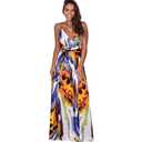 Women Transformer Convertible Multi Way Wrap V-Neck Wedding Bridesmaid Dress Halter Ombre Floral Long Evening Prom Maxi Dress, L