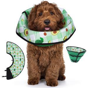 Soft Dog Cone Collar After Surgery: Foldable Long Comfortable Comfy Fabric Recovery Shame Elizabethan Stop Licking Small Medium Large Dogs (Green, M) (M(Neck:10.24"-12.2"))