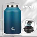 Konokyo Half Gallon Jug with Handle,64 oz Insulated Water Bottle with Carrying Pouch,Double Wall Vacuum Stainless Steel Metal Bottle,Indigo Black