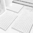 Arotive Chenille Bathroom Rugs Set 3 Piece, Extra Soft Absorbent Shaggy Bath Mat and U-Shaped Contour Toilet Rug, Machine Wash Dry Bath Mats Set for Bathroom, Shower, Sink and Tub, White