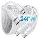 2 x 240W USB C to USB C Cable (6.6FT 2 Pack), USBC to USBC Cable, Type C Fast Charging Cord for Samsung Galaxy S25 S24 S23 S26 Ultra, iPhone 17 16 15 Pro Max, MacBook Pro, Moto, Pixel