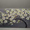 Tarfupth Large Flower Wall Art for Living Room Hand-Painted White Blossom Tree Wall Art Textured Floral Canvas Painting for Office Bedroom Girls Room Home Decor 20x40 Inch