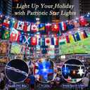 2026 World Cup Decorations String Lights, 49FT 75 LED Red White Blue Star Lights with 48 Country Flags, USB Powered Soccer Party Decor for World Cup, 4th of July, Sports Bar, Outdoor Indoor