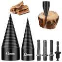 6 Pcs Wood Splitter Drill Bits, 45mm+32mm Firewood Log Splitter Kindling Detachable Design, Heavy Duty Electric Drills Screw Cone Driver Removable, Wood Splitting Wedge Tools