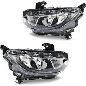 Headlights Assembly Replacement for Honda Civic 2016-2021,Passenger and Driver Side HO2503173 - w/LED DRL Chrome Housing Halogen Headlamp