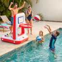 QPAU Pool Basketball Hoop with Built-in Cooler, 42" Poolside & Floating Inflatable Basketball Hoop for Family Pool Party Swimming Pool Games for Kids & Adults, Includes 2 Balls & Pumps